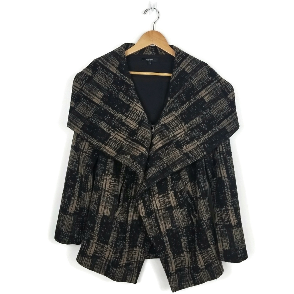 Anthro Funktional Modernist Oversized Shawl Collar Print Jacket Medium